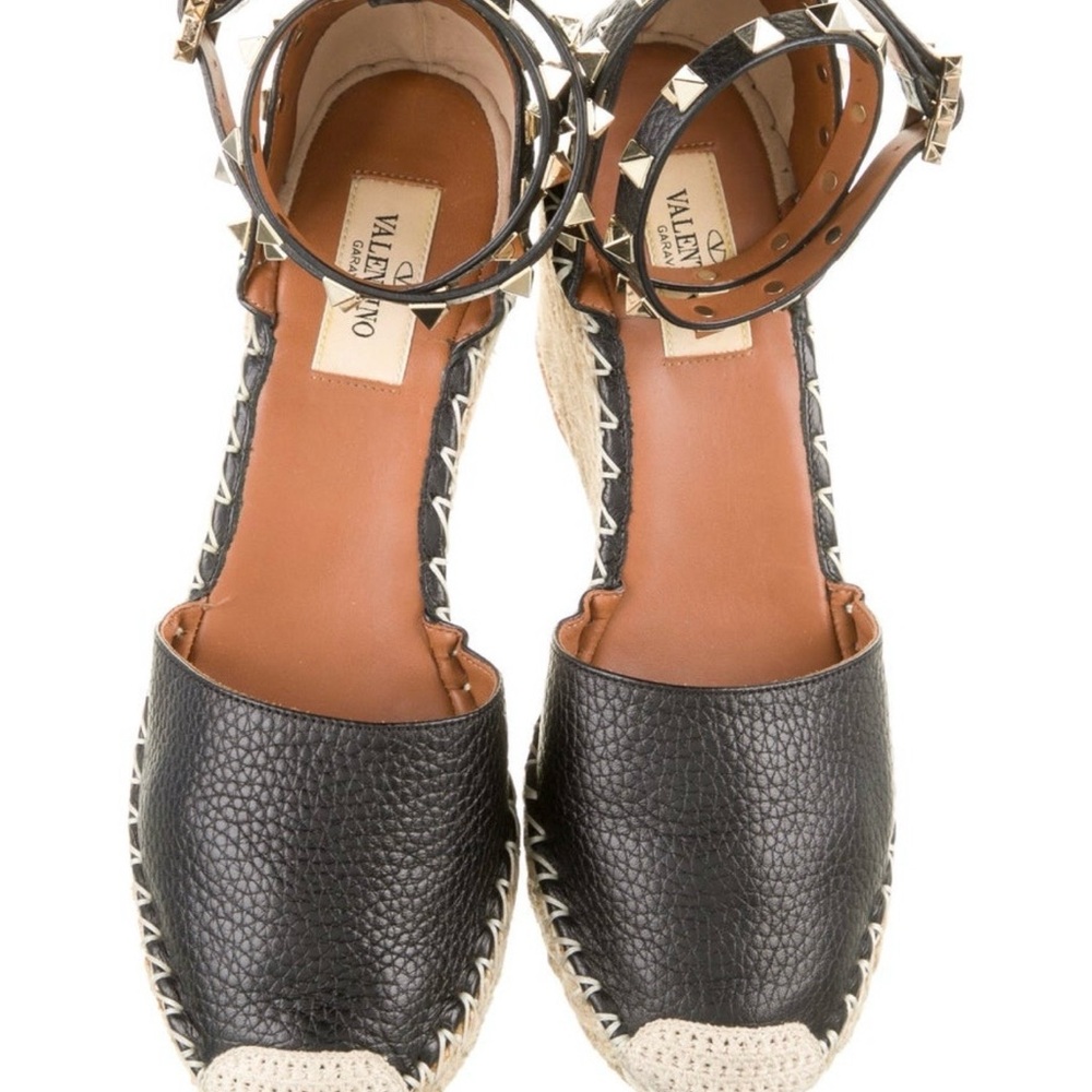Valentino Garavani Black and Cream Espadrilles